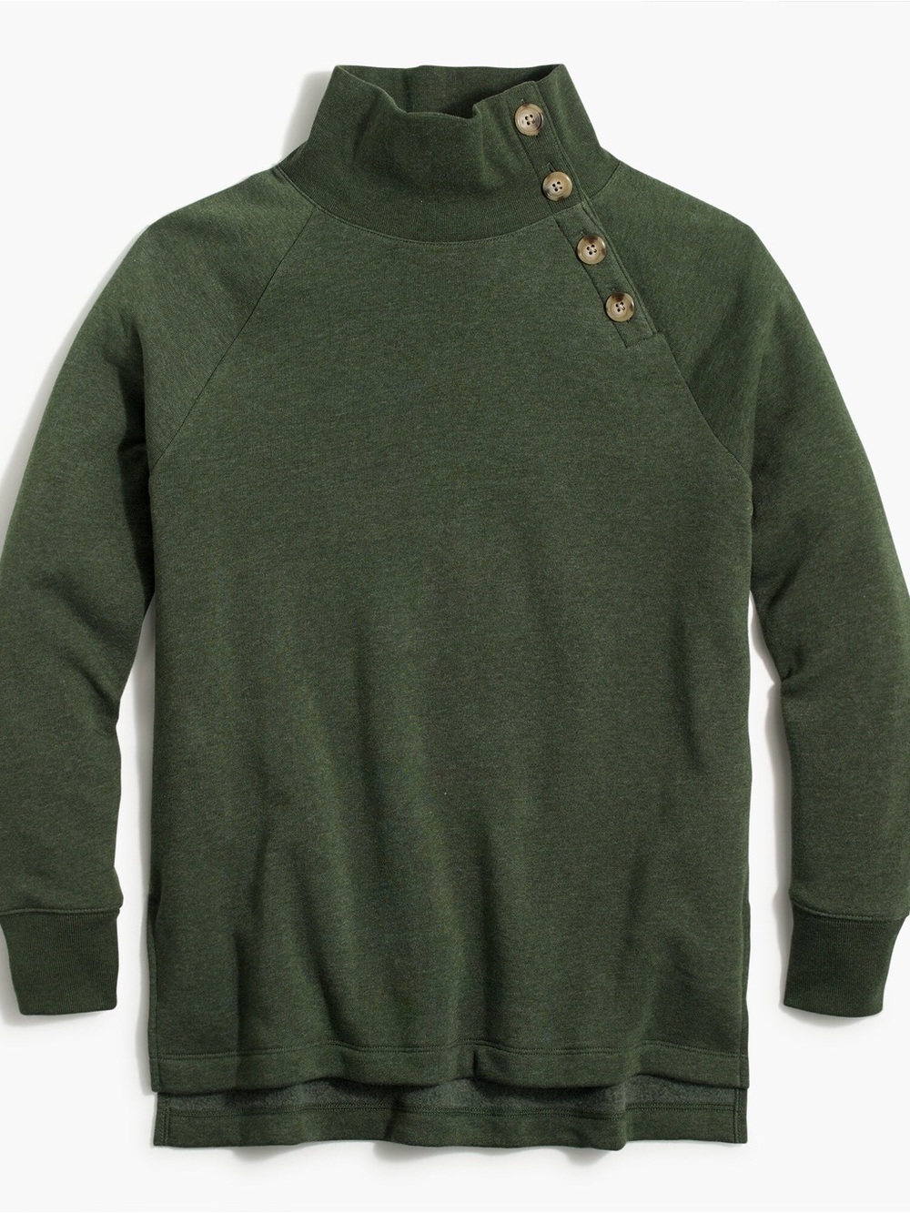 J. Crew Wide Button-Collar Tunic Sweatshirt in Cloudspun Fleece